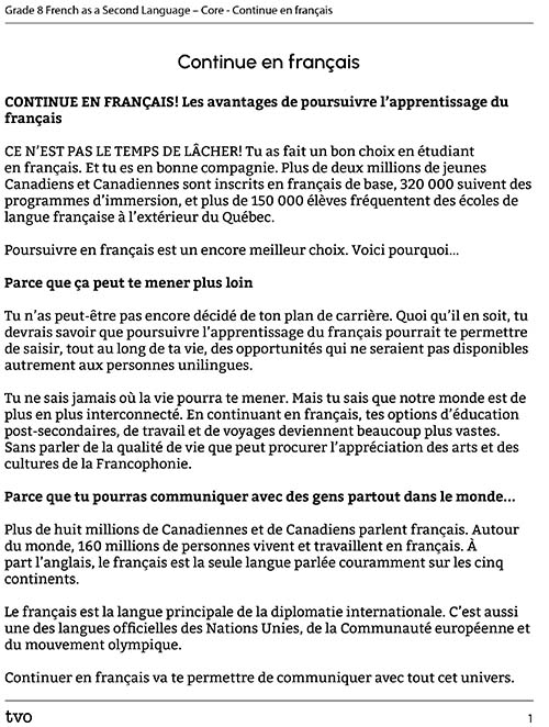 Stay in French / Continue en français