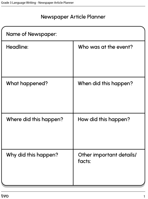 Newspaper article planner